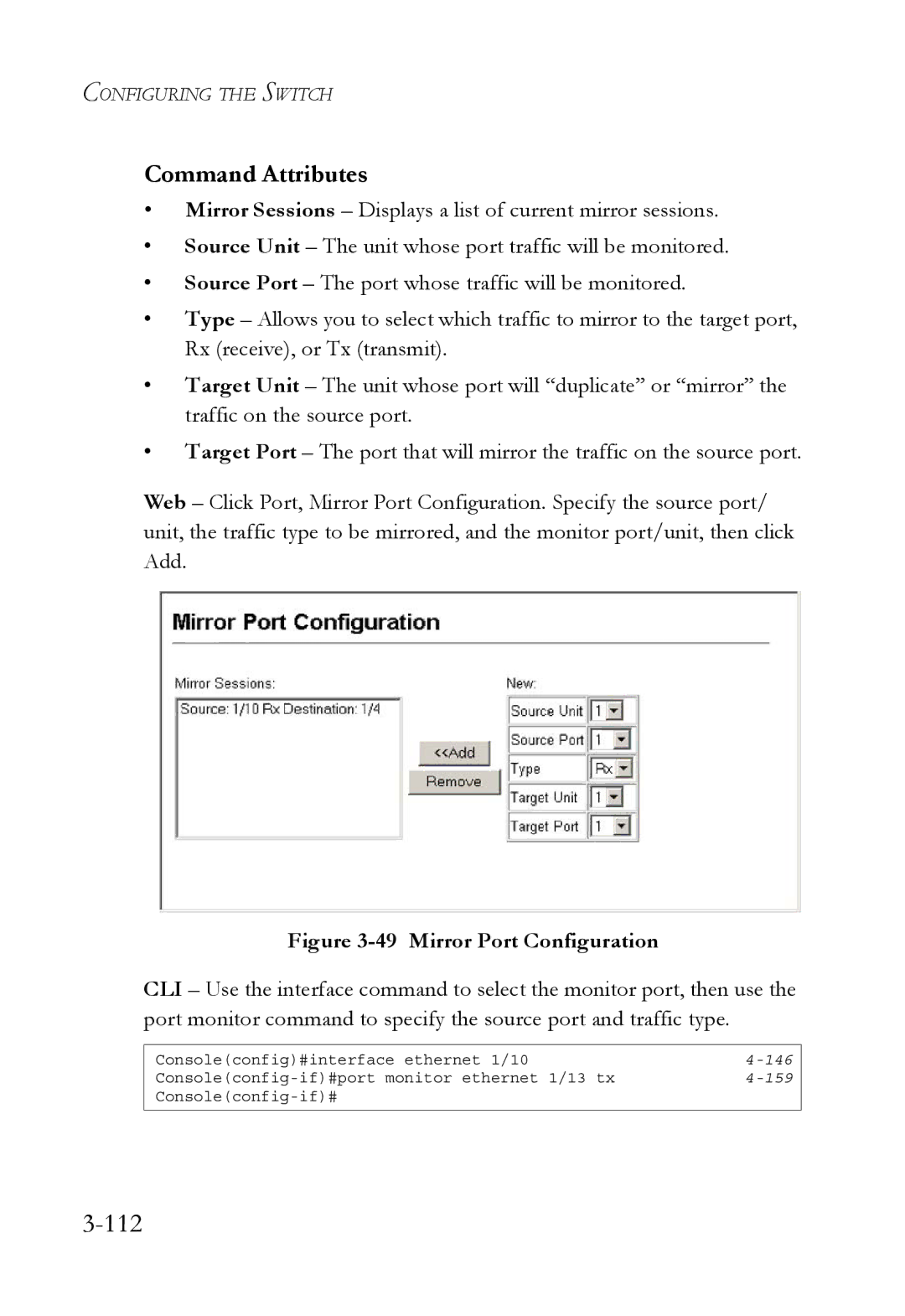 SMC Networks TigerSwitch manual 112, Mirror Port Configuration 