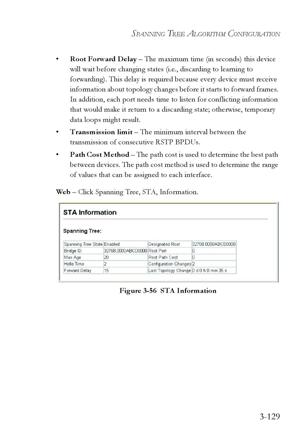 SMC Networks TigerSwitch manual 129, STA Information 