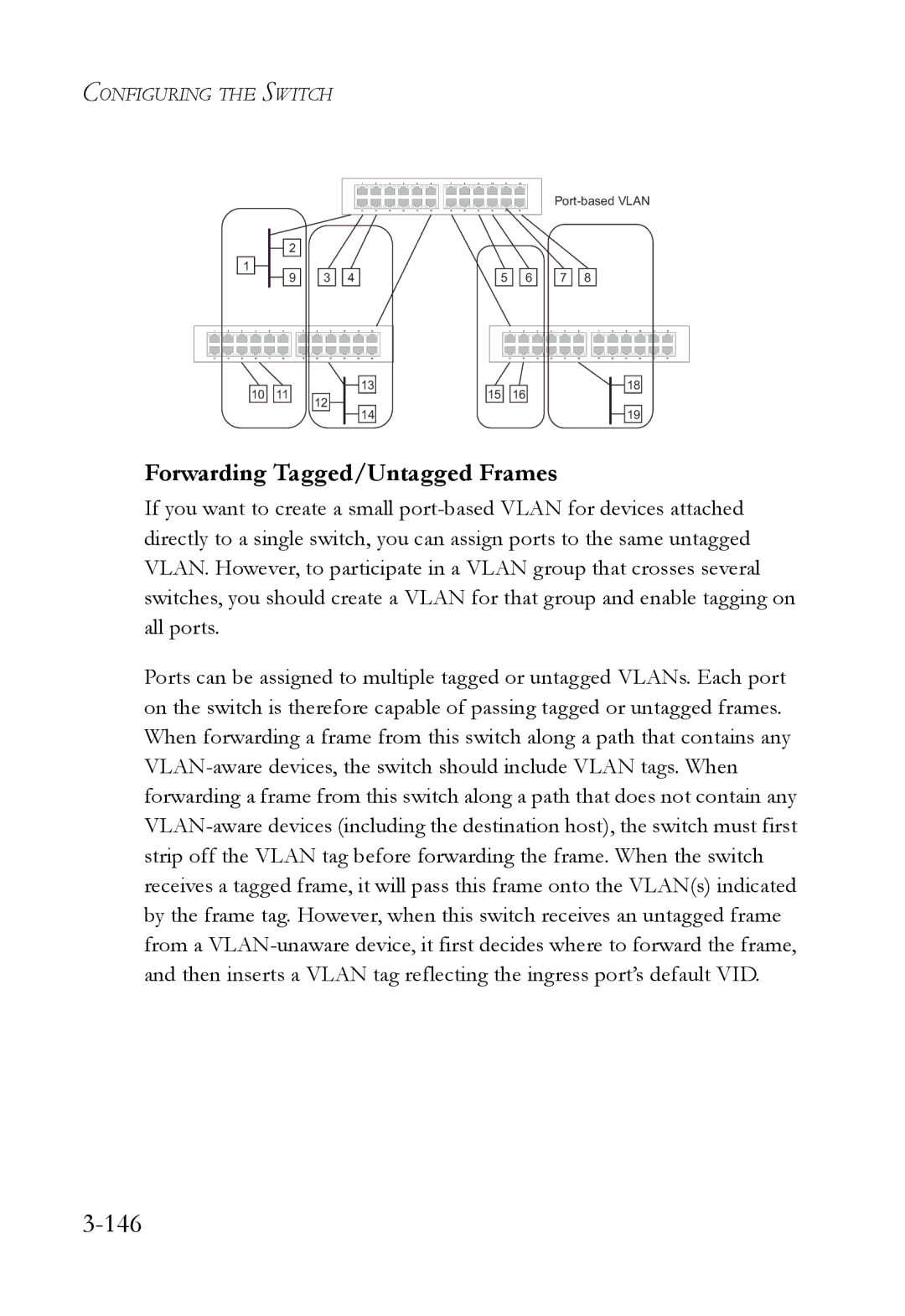 SMC Networks TigerSwitch manual 146, Forwarding Tagged/Untagged Frames 