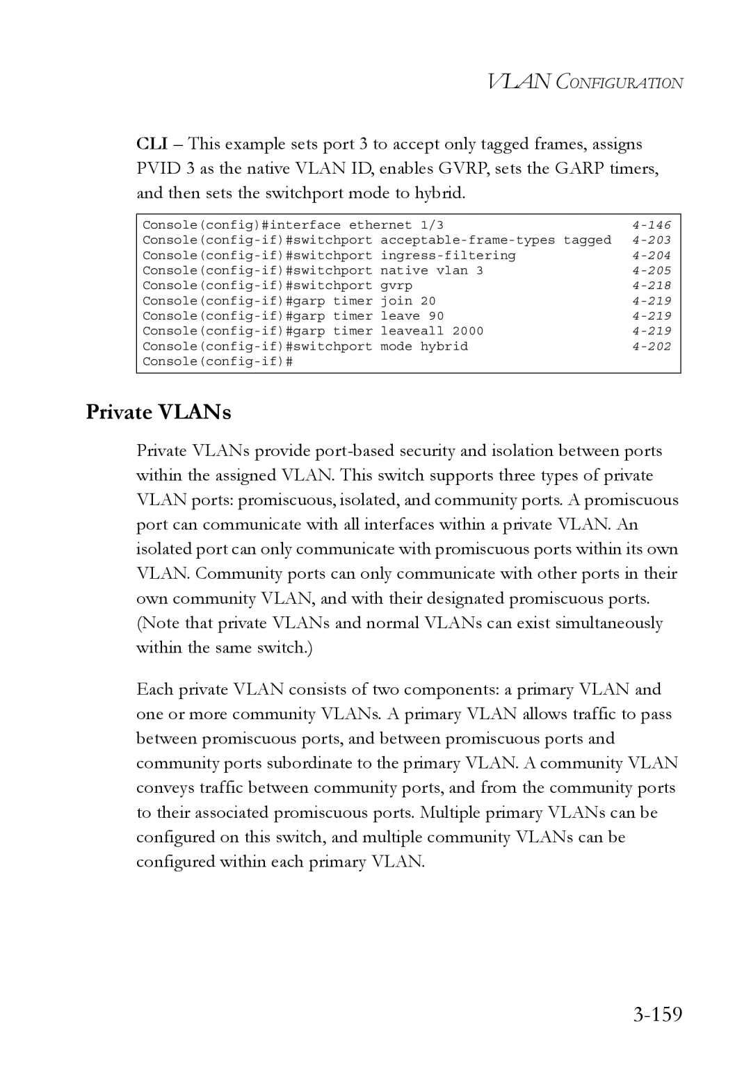 SMC Networks TigerSwitch manual Private VLANs, 159 