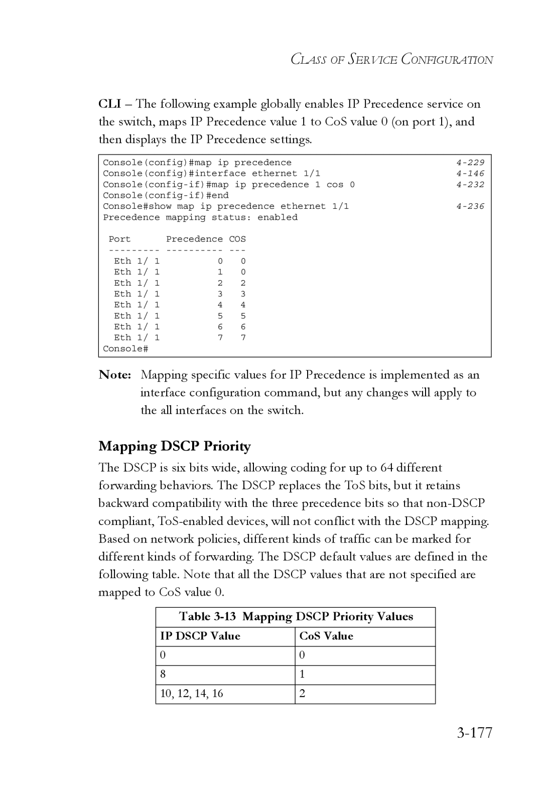 SMC Networks TigerSwitch manual 177, Mapping Dscp Priority Values 