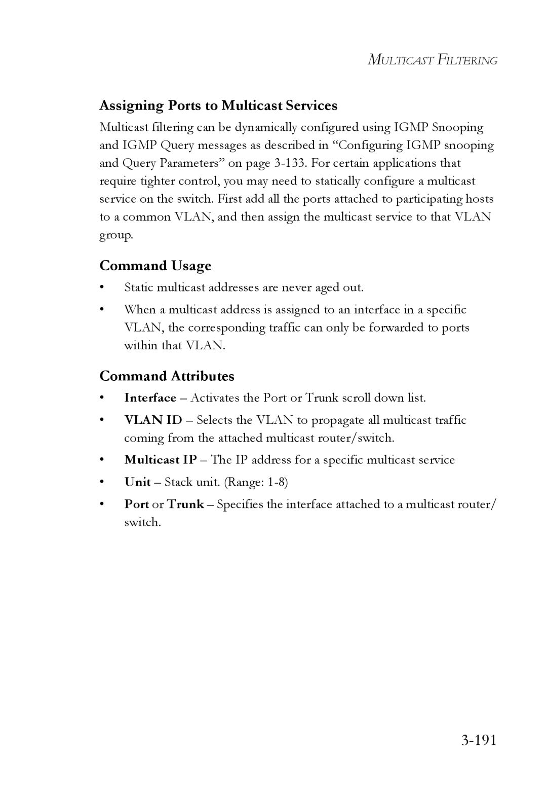 SMC Networks TigerSwitch manual 191, Assigning Ports to Multicast Services 