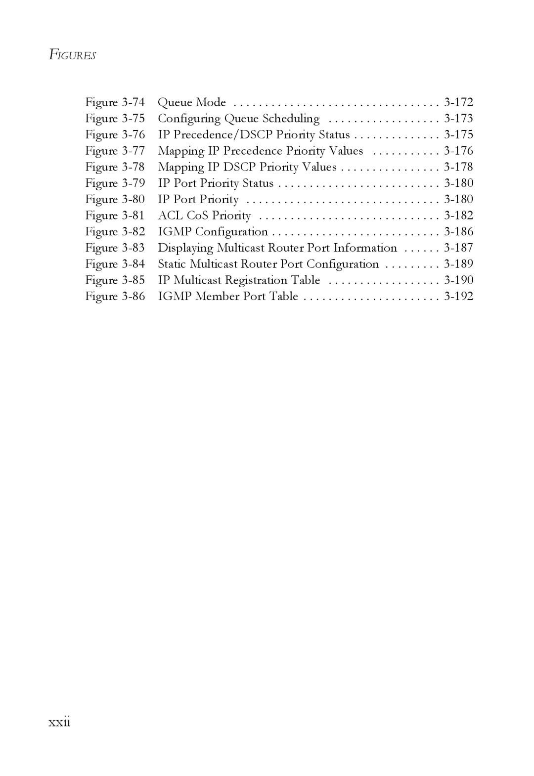 SMC Networks TigerSwitch manual Xxii, Queue Mode 172 