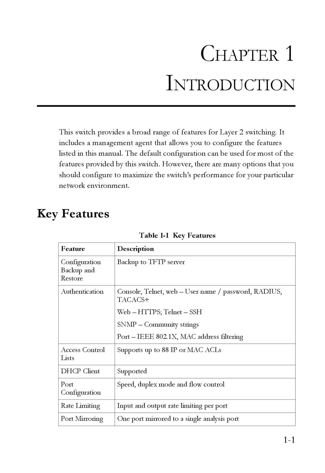 SMC Networks TigerSwitch manual Key Features 