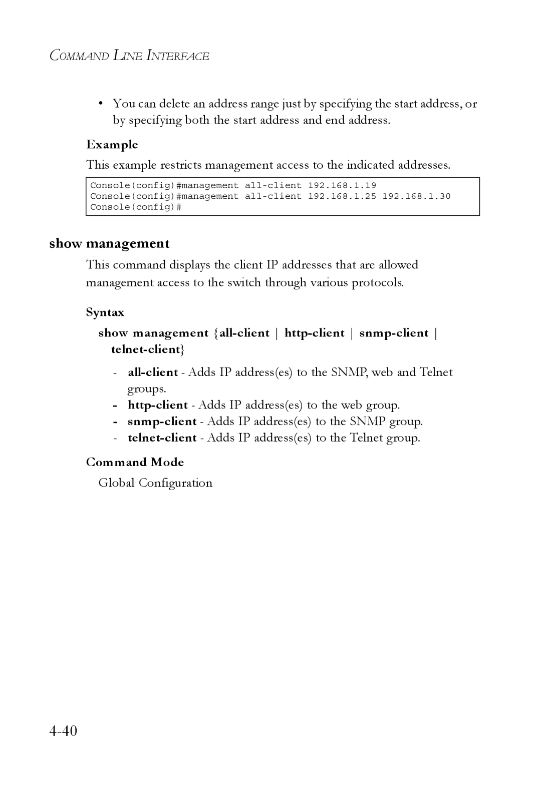 SMC Networks TigerSwitch manual Show management 