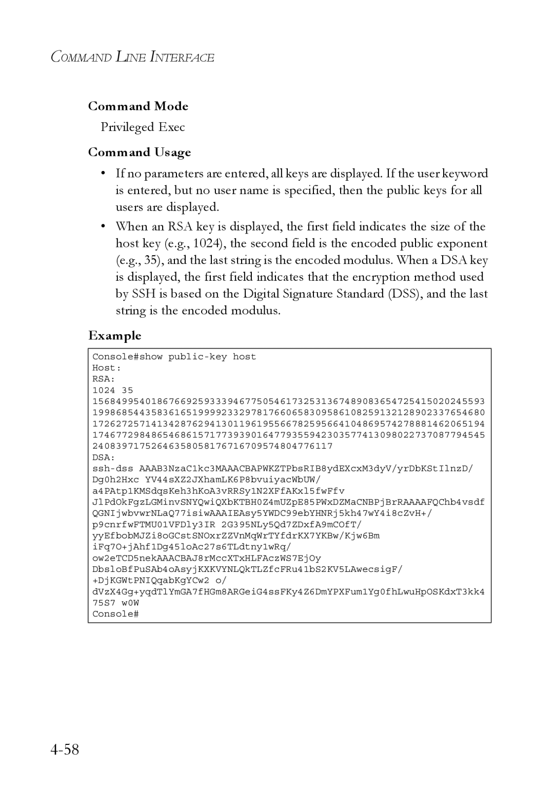 SMC Networks TigerSwitch manual Console#show public-key host Host 