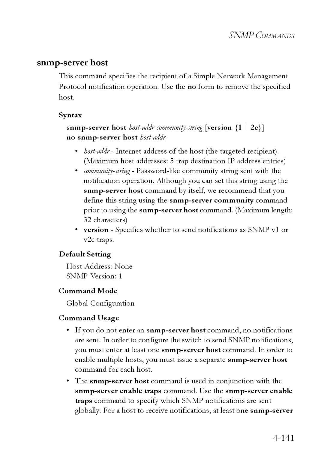 SMC Networks TigerSwitch manual Snmp-server host, Host Address None Snmp Version 