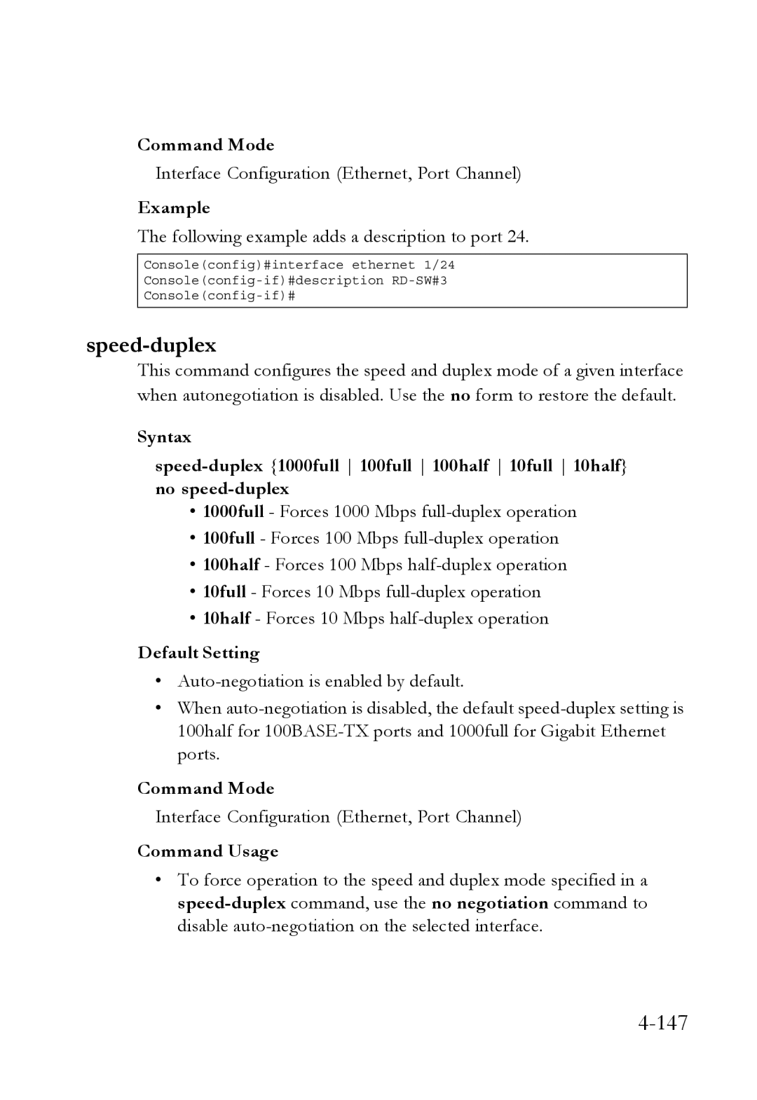 SMC Networks TigerSwitch manual Speed-duplex, Interface Configuration Ethernet, Port Channel 