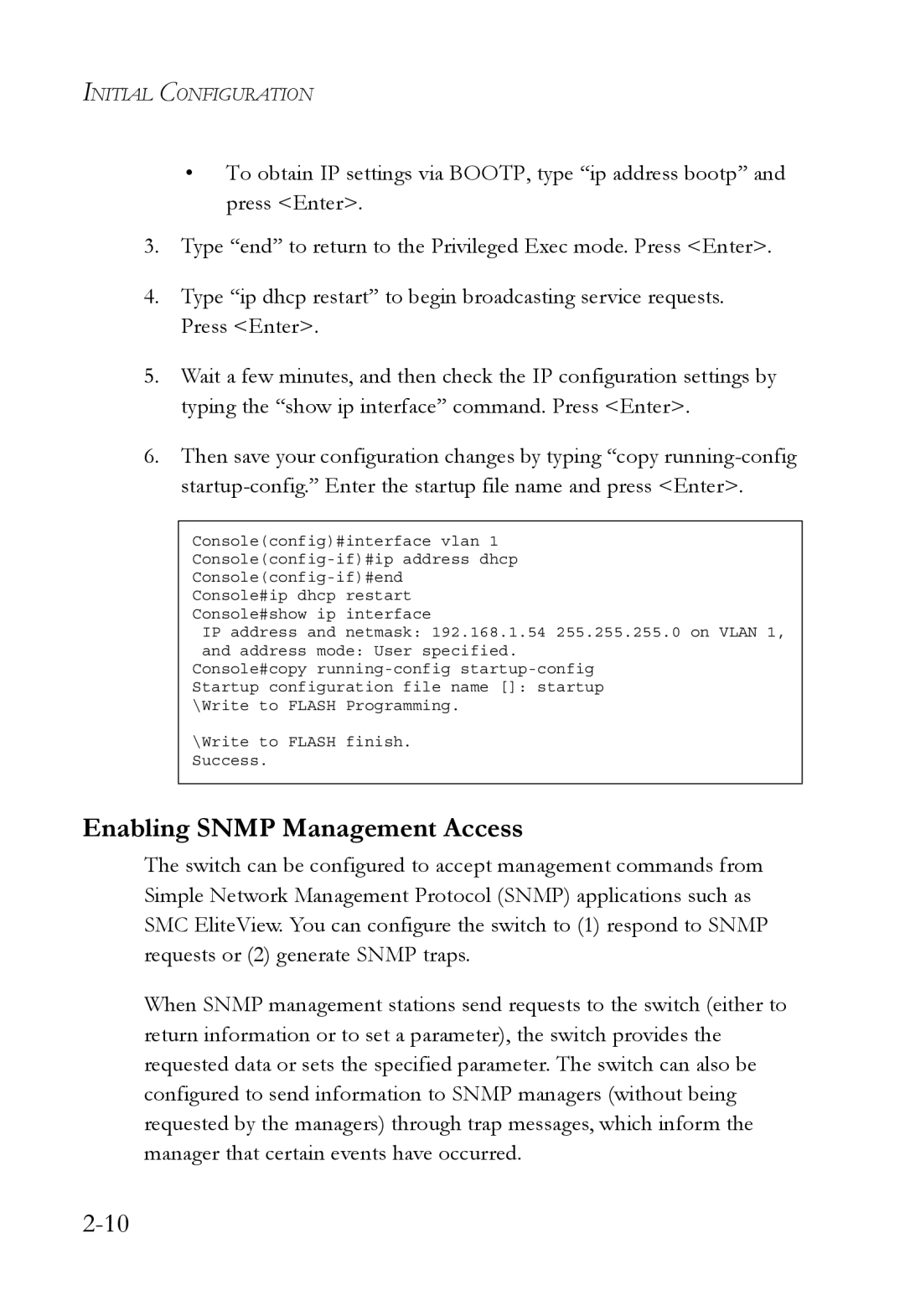 SMC Networks TigerSwitch manual Enabling Snmp Management Access 