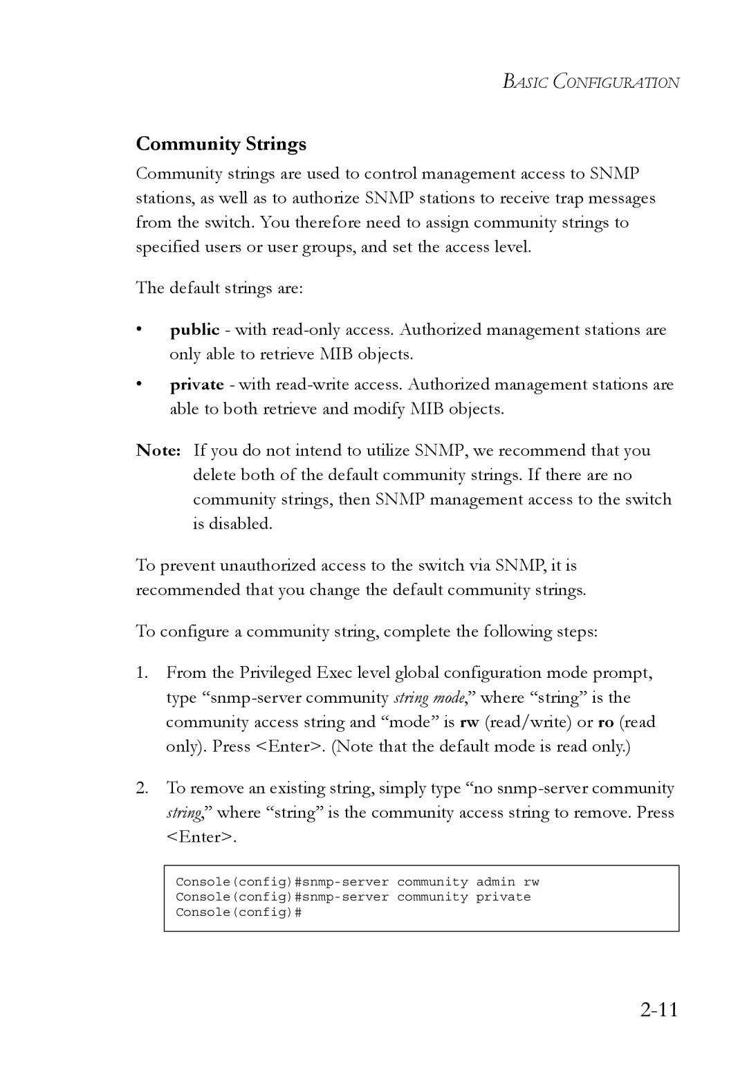 SMC Networks TigerSwitch manual Community Strings 