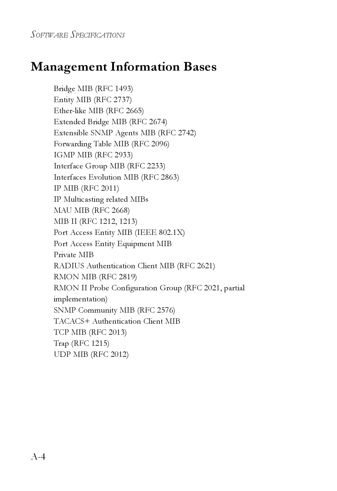 SMC Networks TigerSwitch manual Management Information Bases 