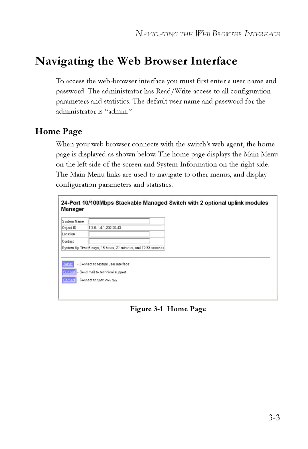 SMC Networks TigerSwitch manual Navigating the Web Browser Interface, Home 