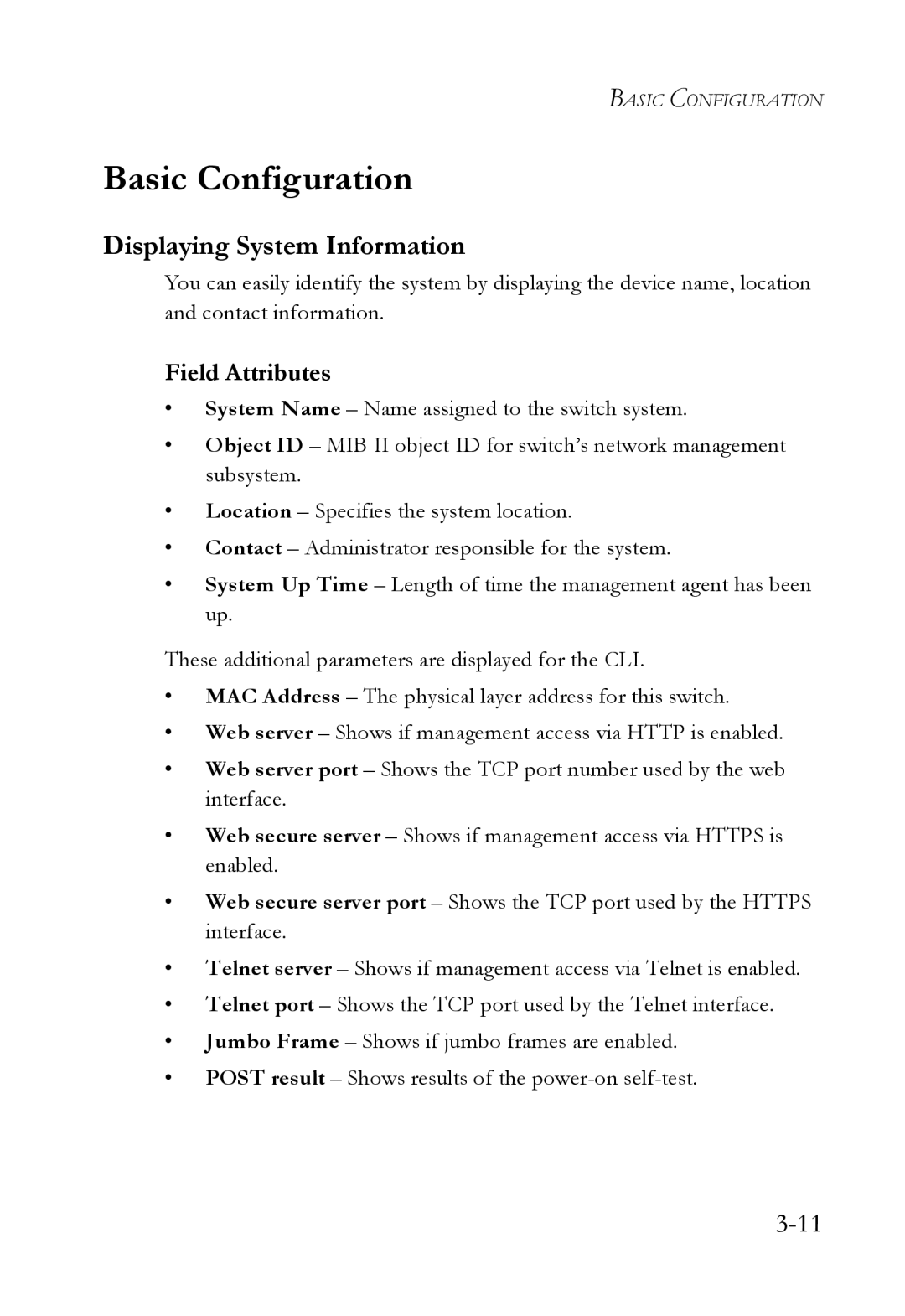 SMC Networks TigerSwitch manual Displaying System Information, Field Attributes 