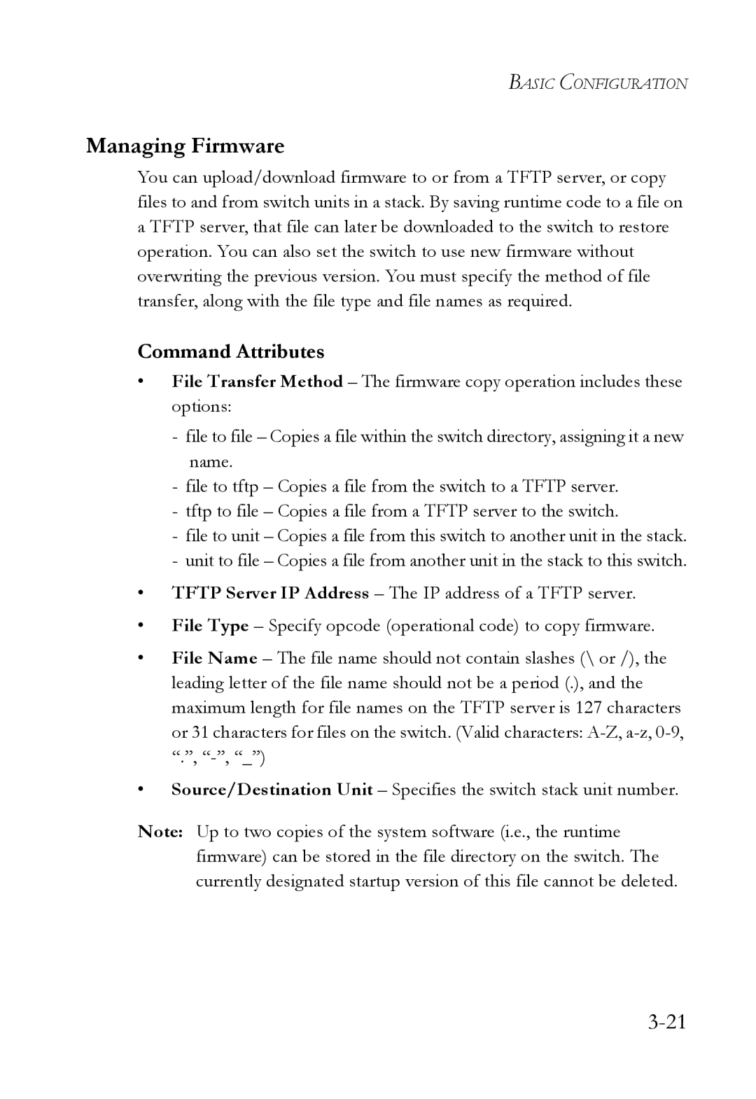 SMC Networks TigerSwitch manual Managing Firmware, Command Attributes 