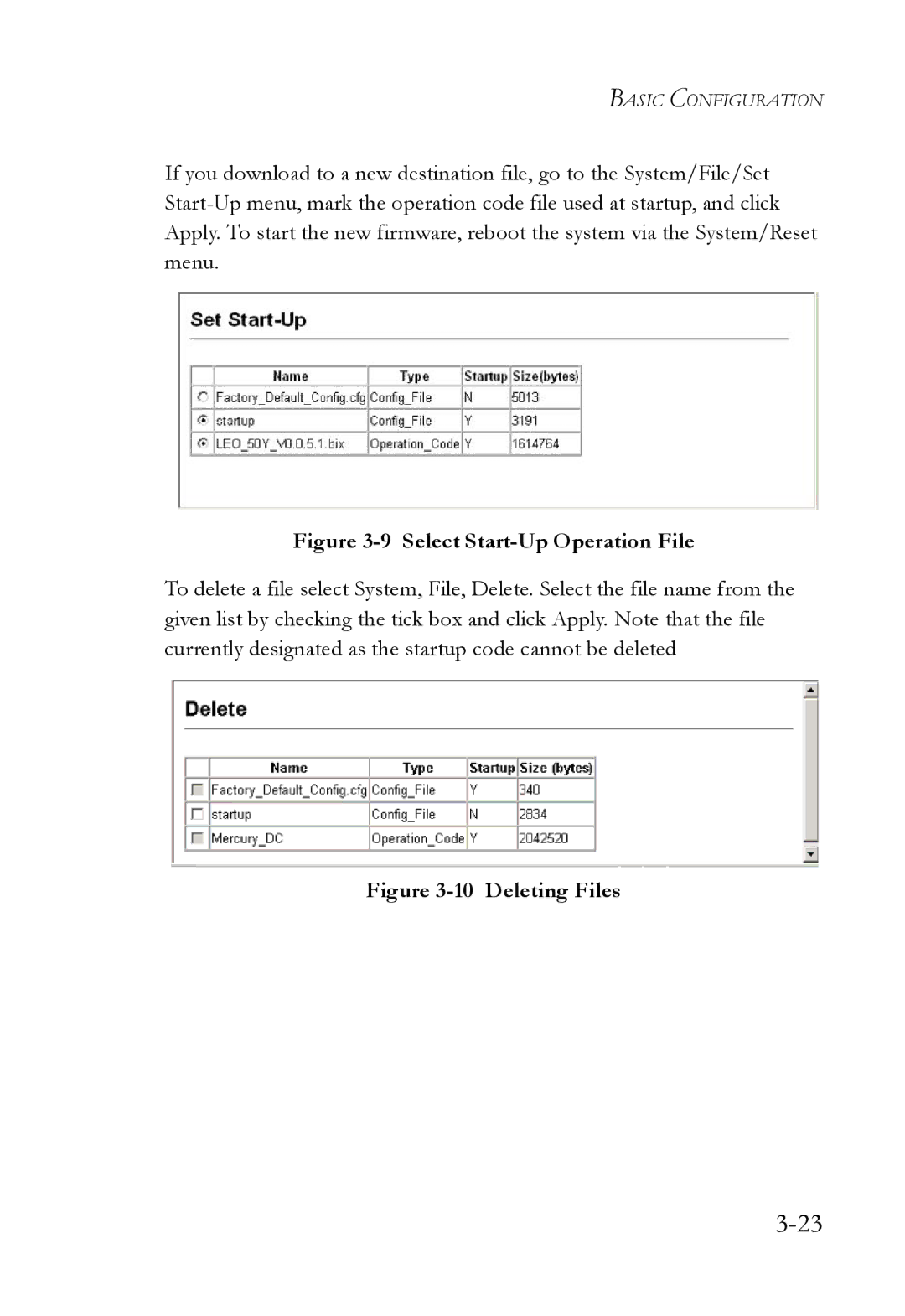 SMC Networks TigerSwitch manual Select Start-Up Operation File 