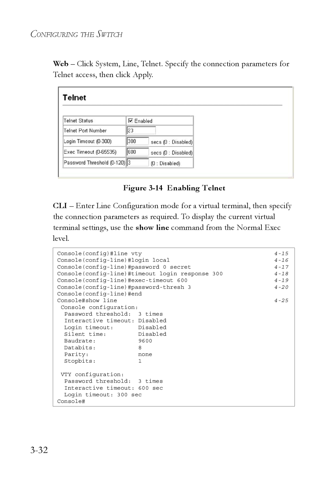 SMC Networks TigerSwitch manual Enabling Telnet 