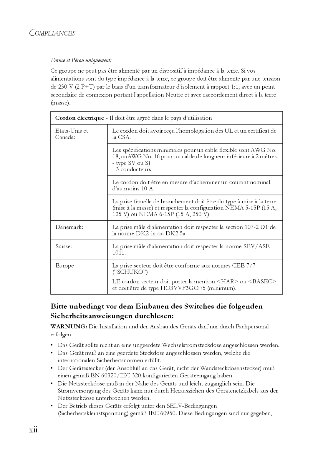 SMC Networks VDSL2 manual Xii, France et Pérou uniquement 