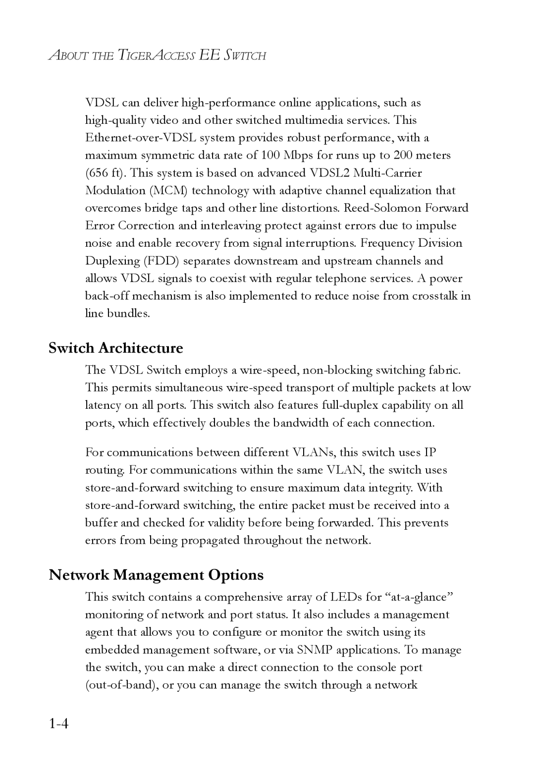 SMC Networks VDSL2 manual Switch Architecture, Network Management Options 