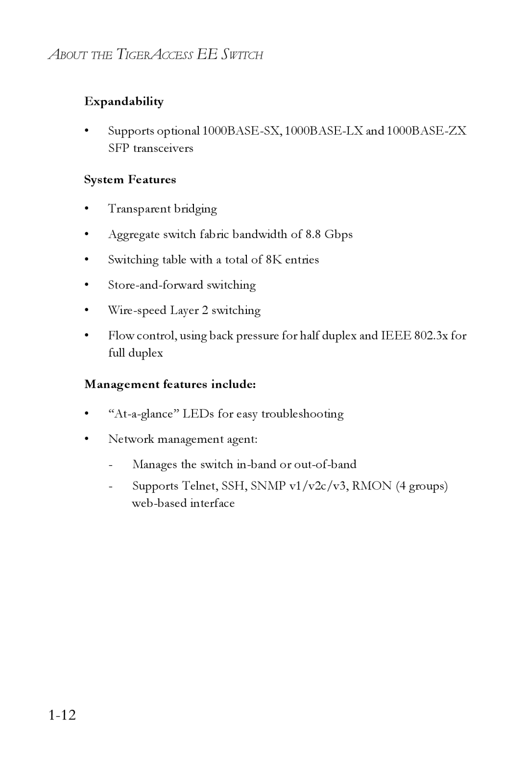 SMC Networks VDSL2 manual Expandability, System Features, Management features include 