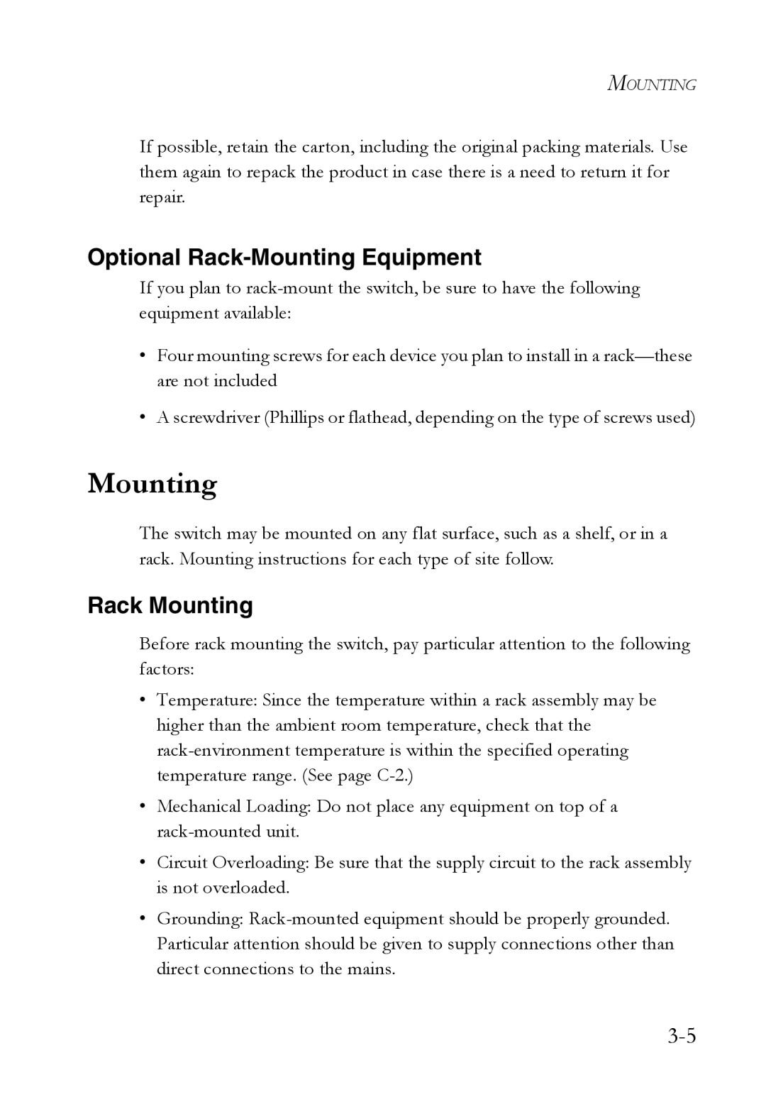 SMC Networks VDSL2 manual Optional Rack-Mounting Equipment 