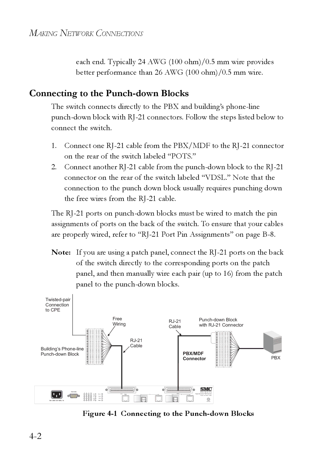 SMC Networks VDSL2 manual Connecting to the Punch-down Blocks 