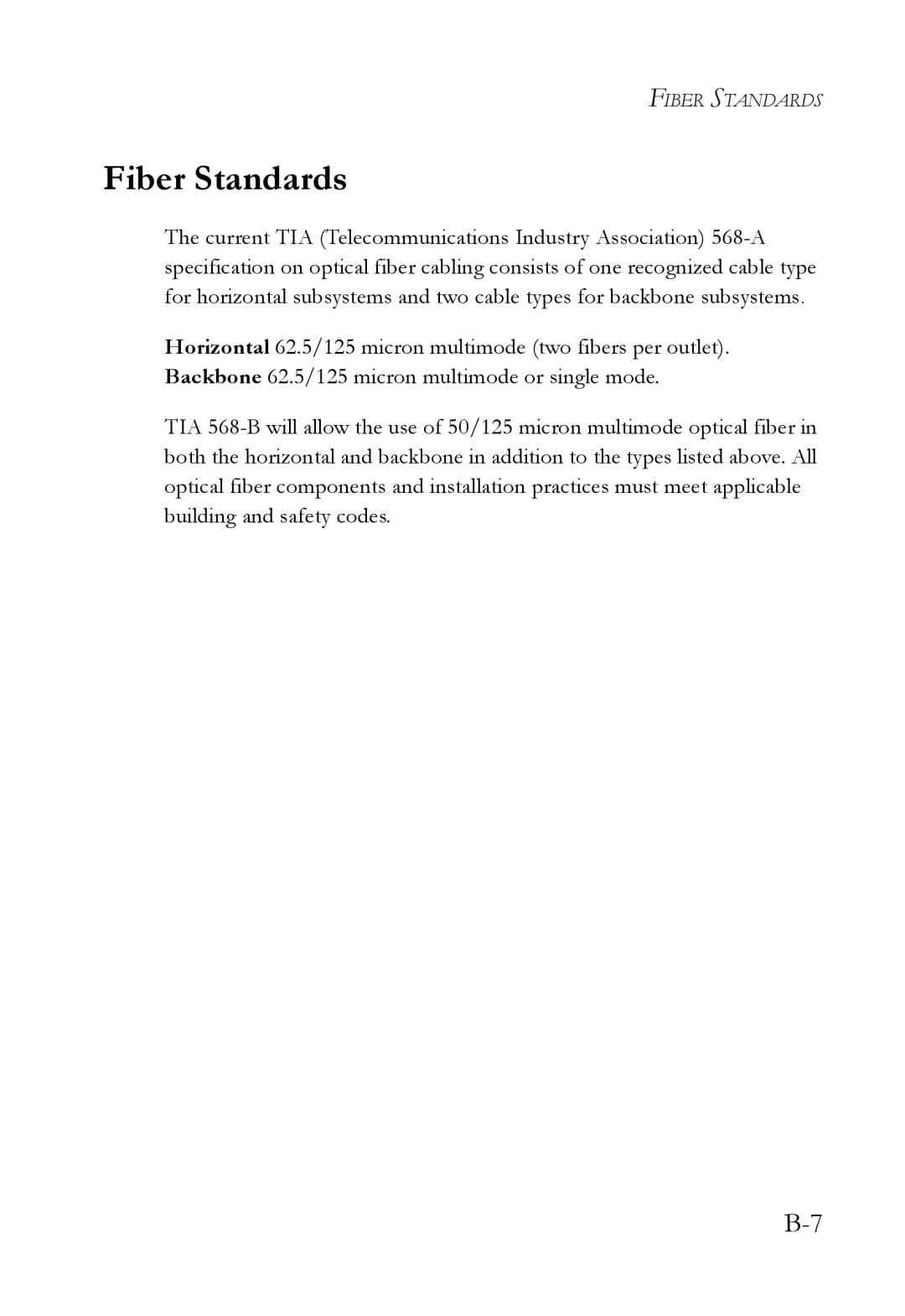 SMC Networks VDSL2 manual Fiber Standards 