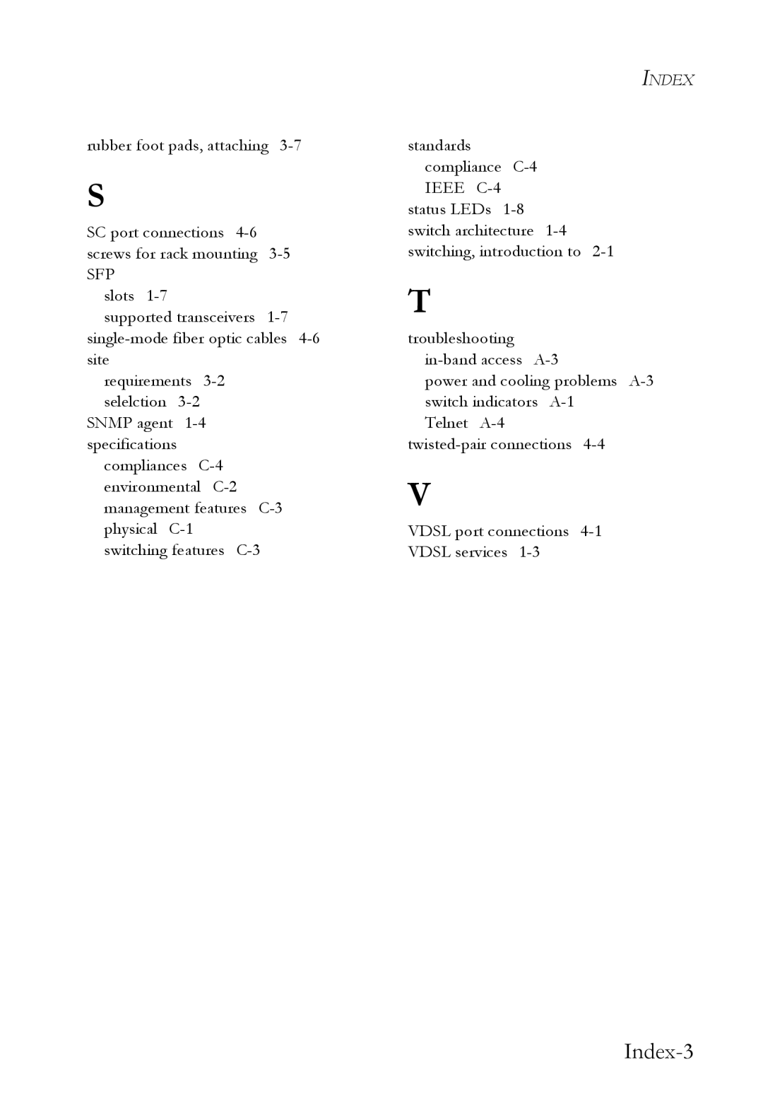 SMC Networks VDSL2 manual Index-3, Sfp 