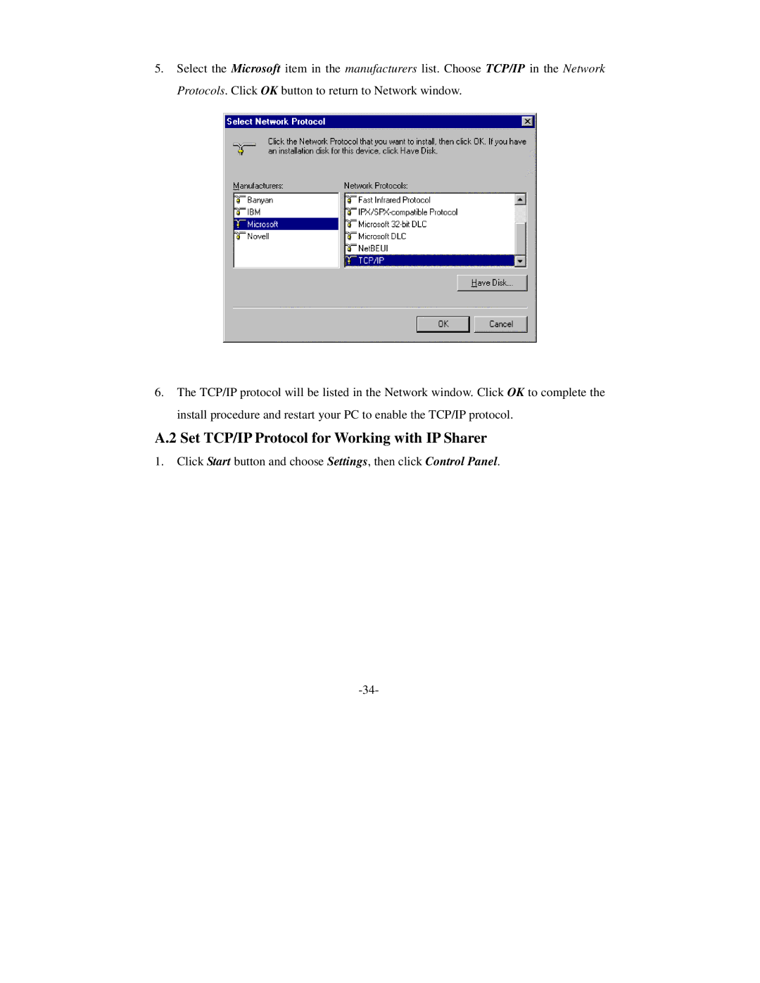 SMC Networks Wireless Broadband Router specifications Set TCP/IP Protocol for Working with IP Sharer 