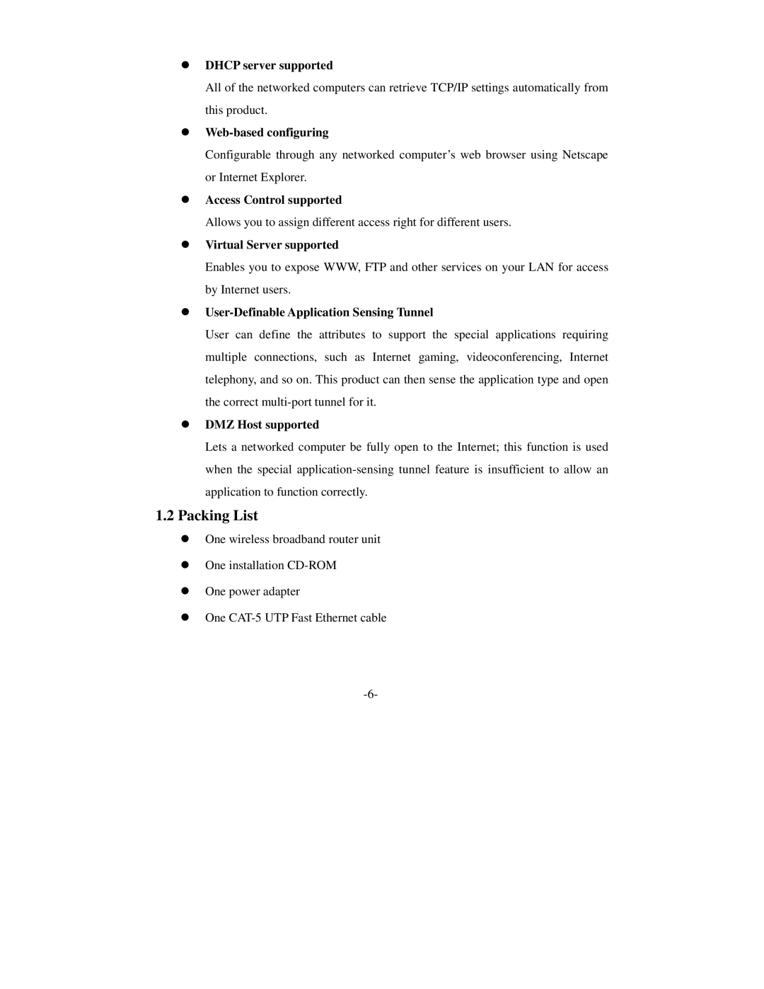 SMC Networks Wireless Broadband Router specifications Packing List 