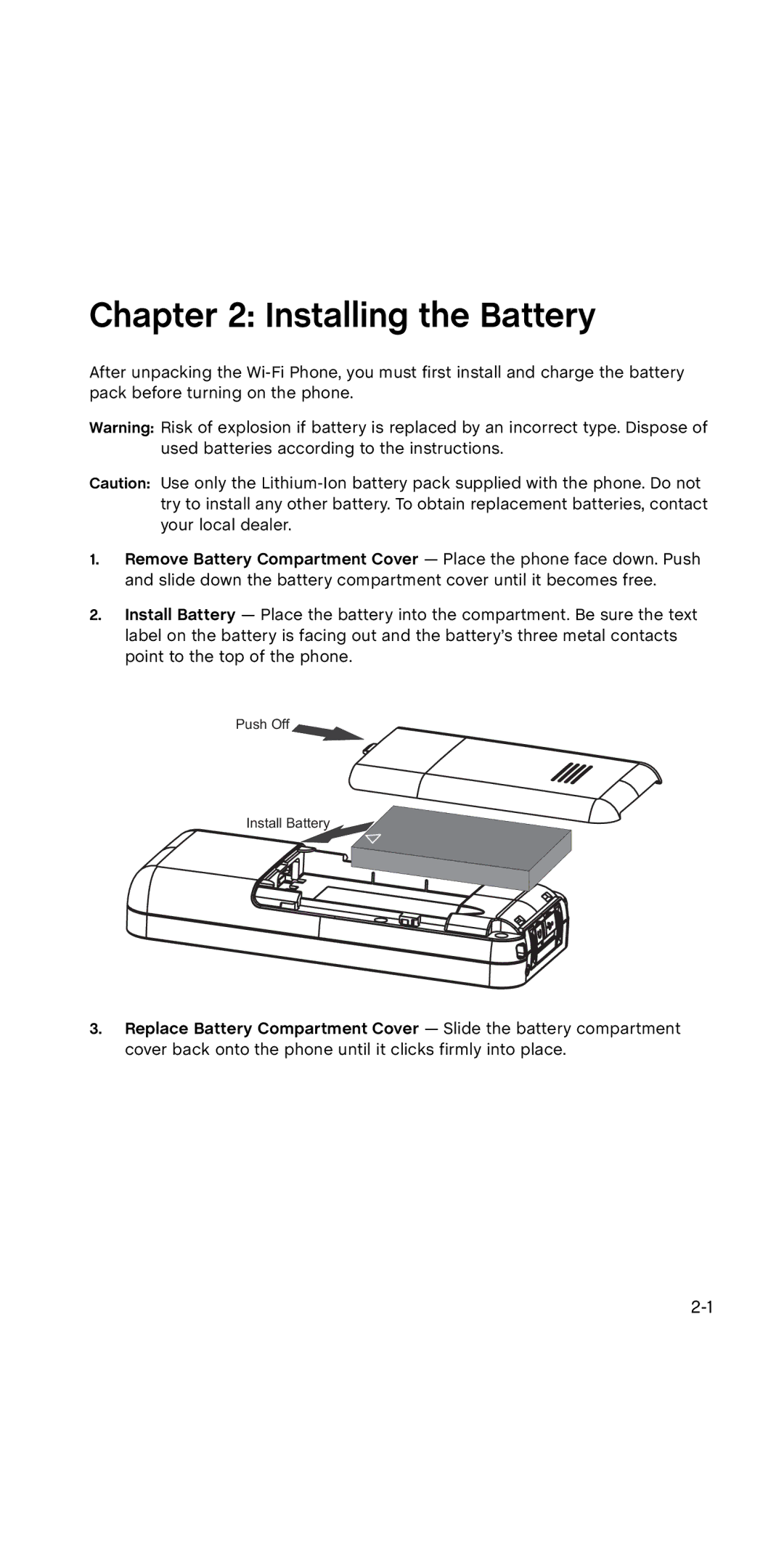 SMC Networks WSKP100 manual Installing the Battery 