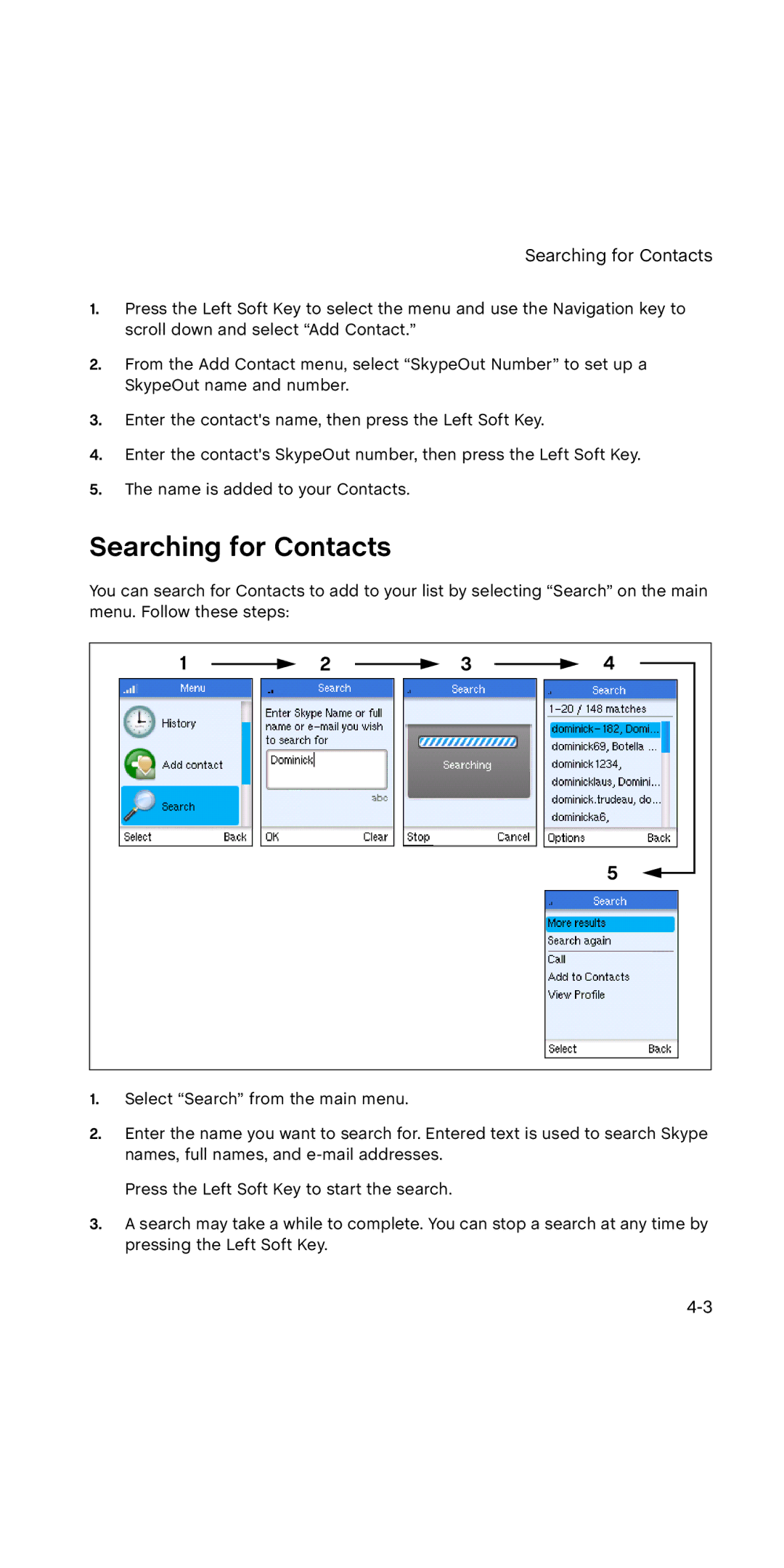 SMC Networks WSKP100 manual Searching for Contacts 