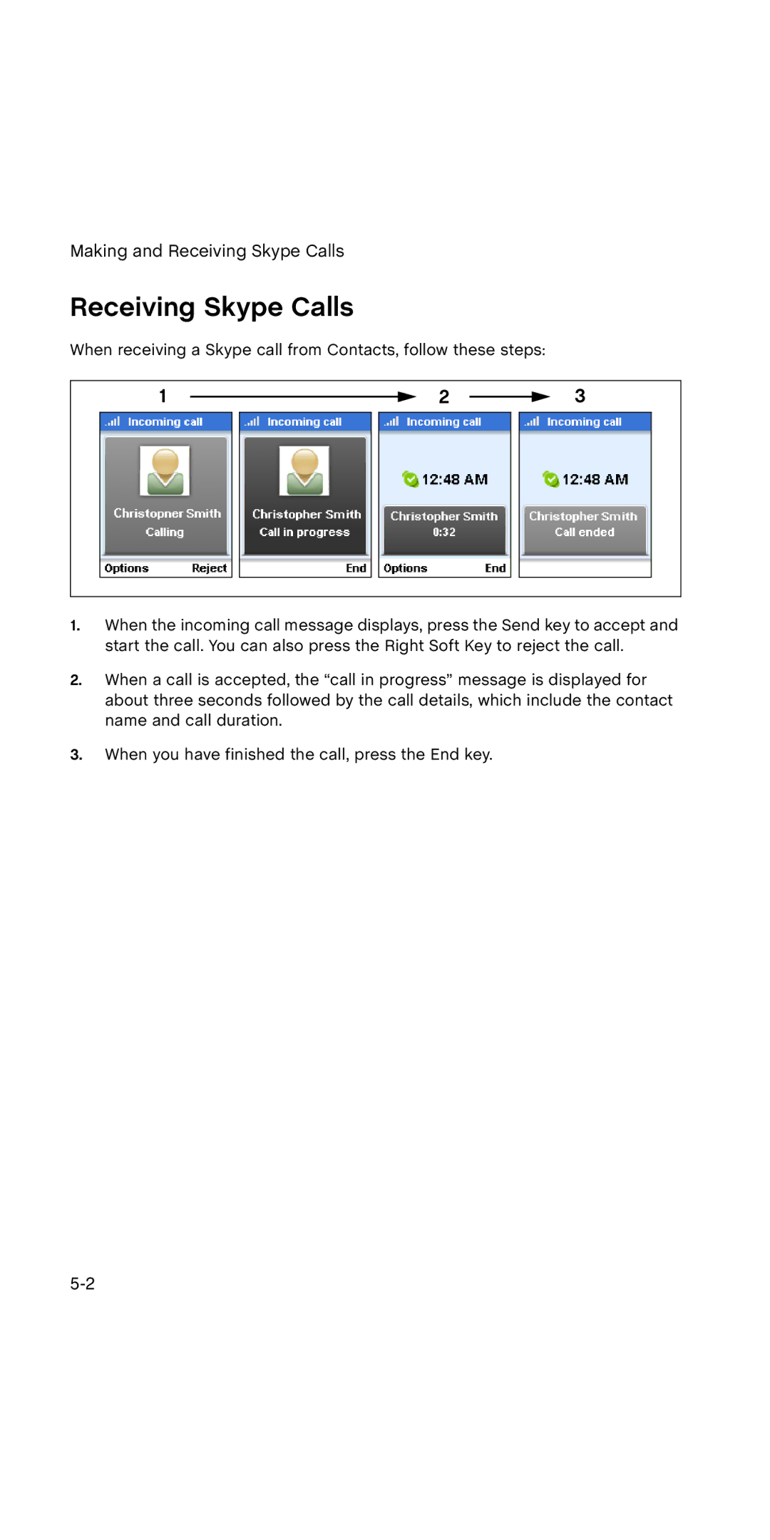 SMC Networks WSKP100 manual Receiving Skype Calls 