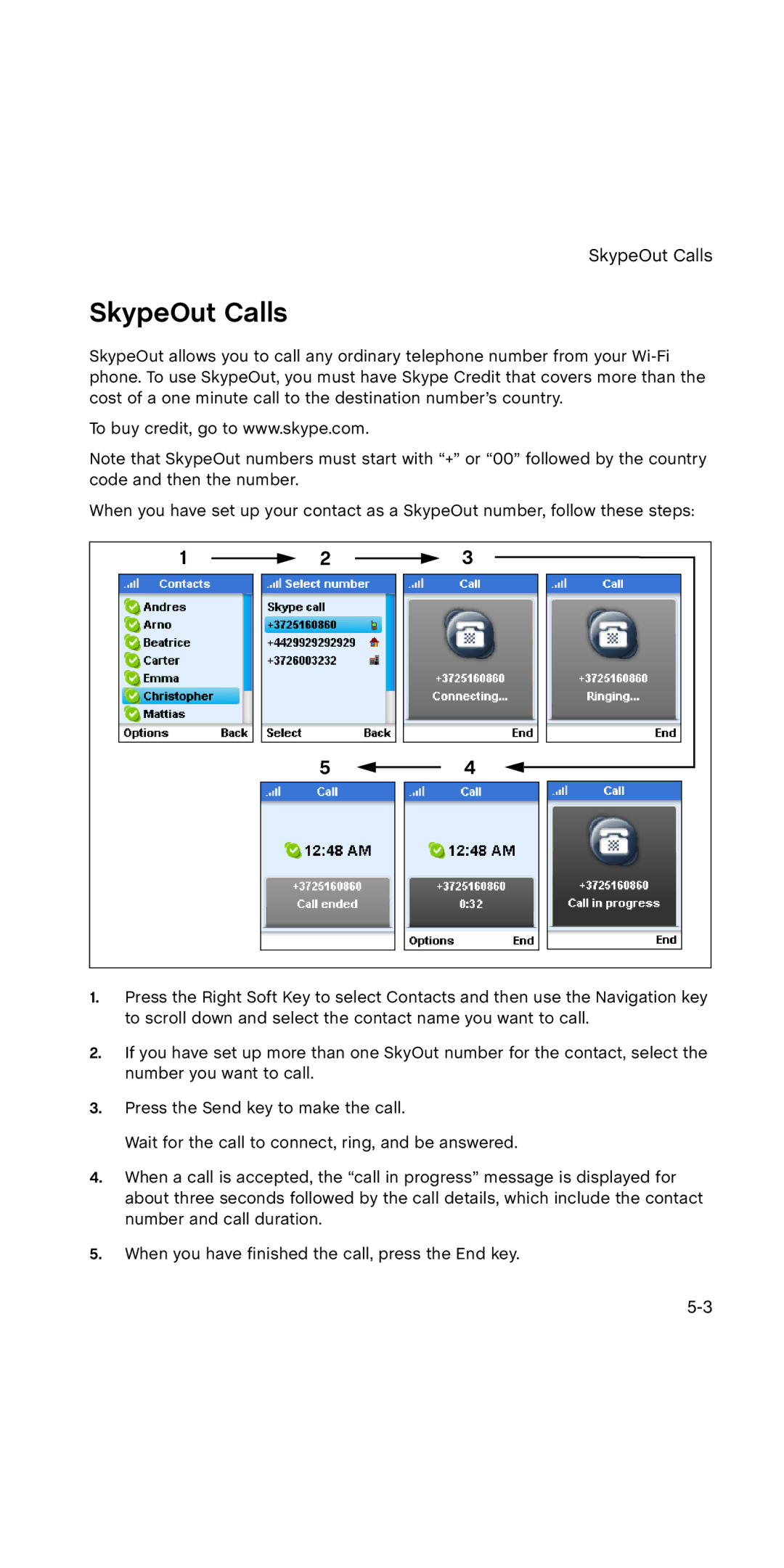 SMC Networks WSKP100 manual SkypeOut Calls 