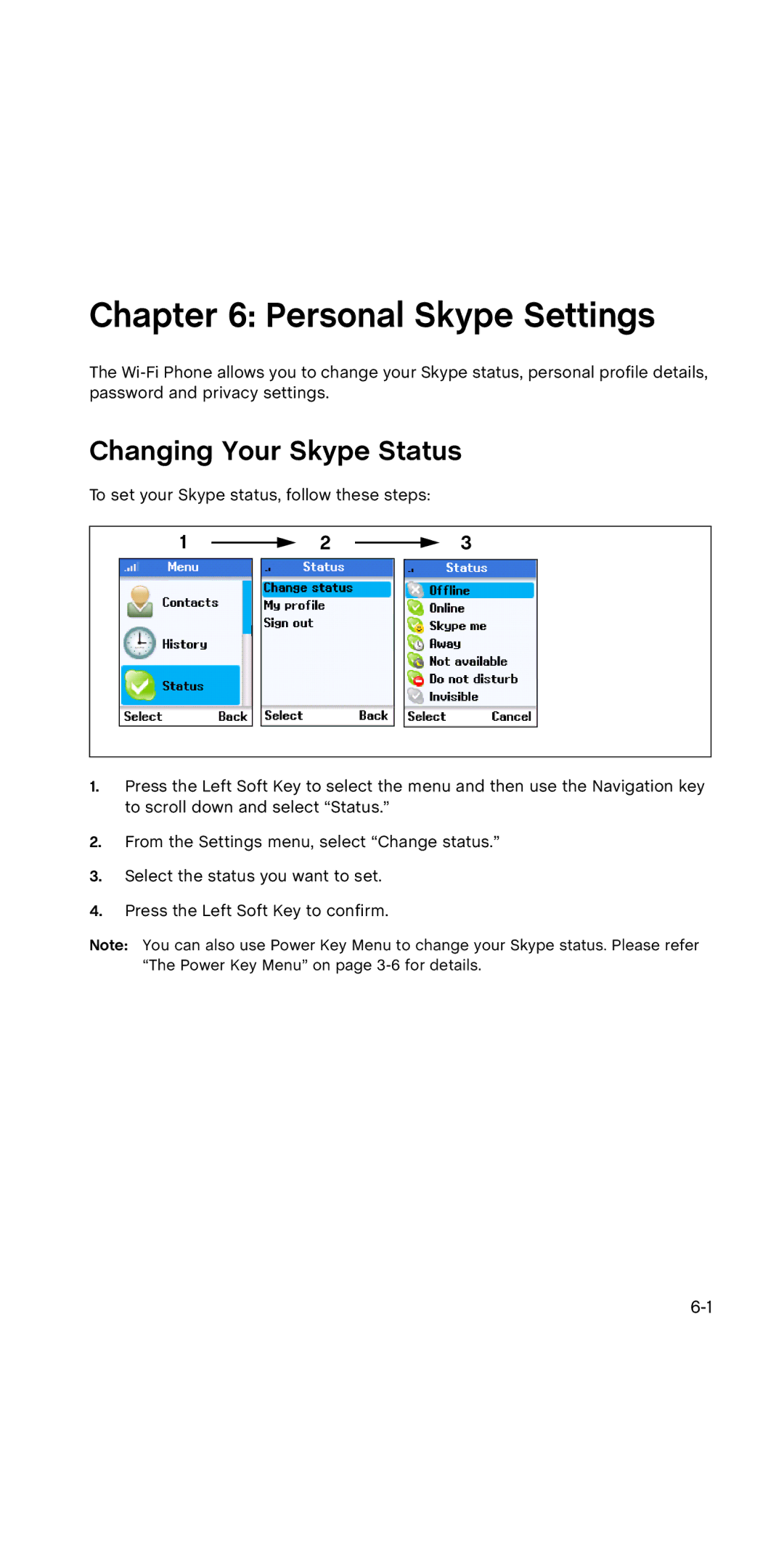 SMC Networks WSKP100 manual Personal Skype Settings, Changing Your Skype Status 