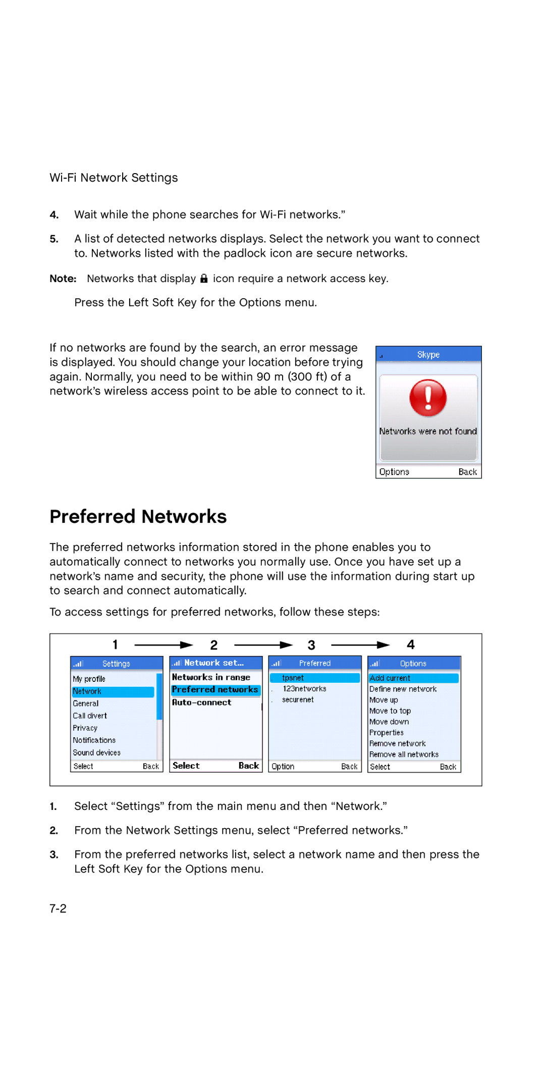 SMC Networks WSKP100 manual Preferred Networks, Wi-Fi Network Settings 