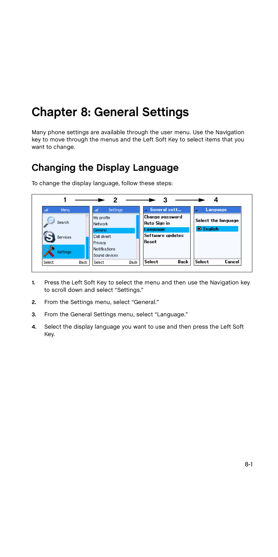 SMC Networks WSKP100 manual General Settings, Changing the Display Language 