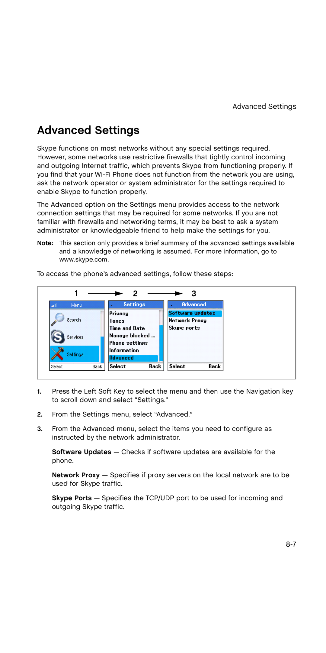 SMC Networks WSKP100 manual Advanced Settings 