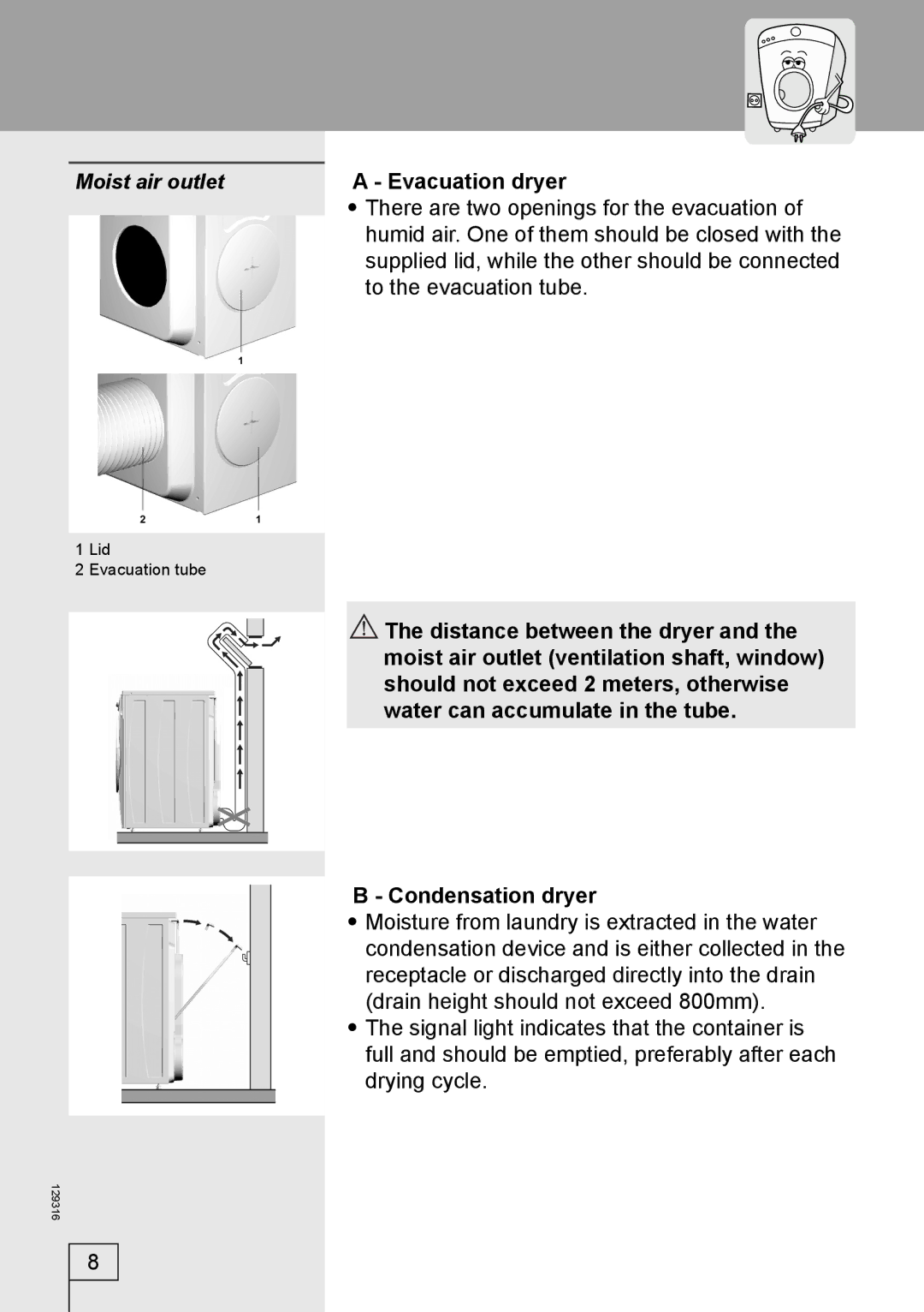 Smeg 129316 manual Moist air outlet 