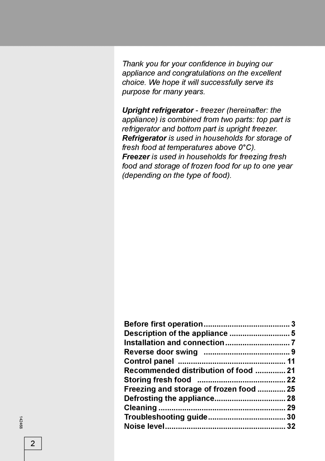 Smeg 142468 manual Recommended distribution of food 