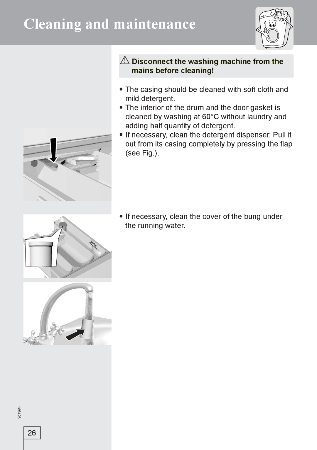 Smeg 185426 manual Cleaning and maintenance 