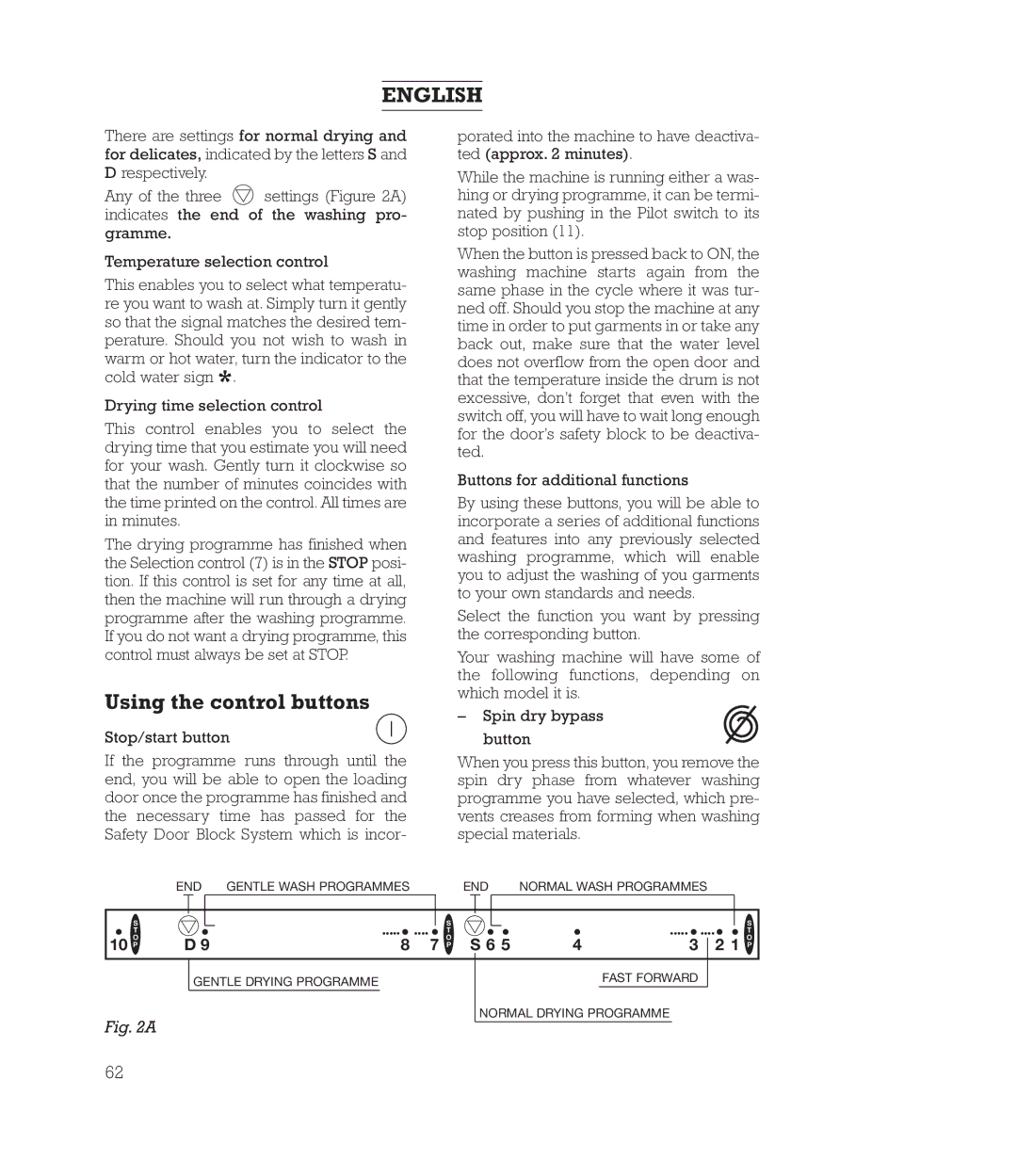 Smeg 43CT1 manual Using the control buttons 