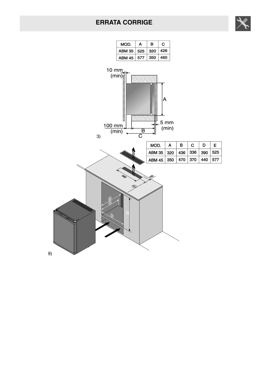 Smeg 914773118 manual Errata Corrige 