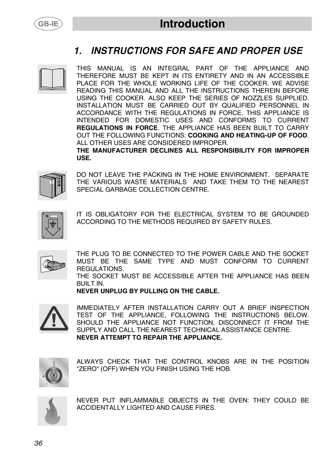 Smeg A1-2SE manual Introduction, Instructions for Safe and Proper USE 