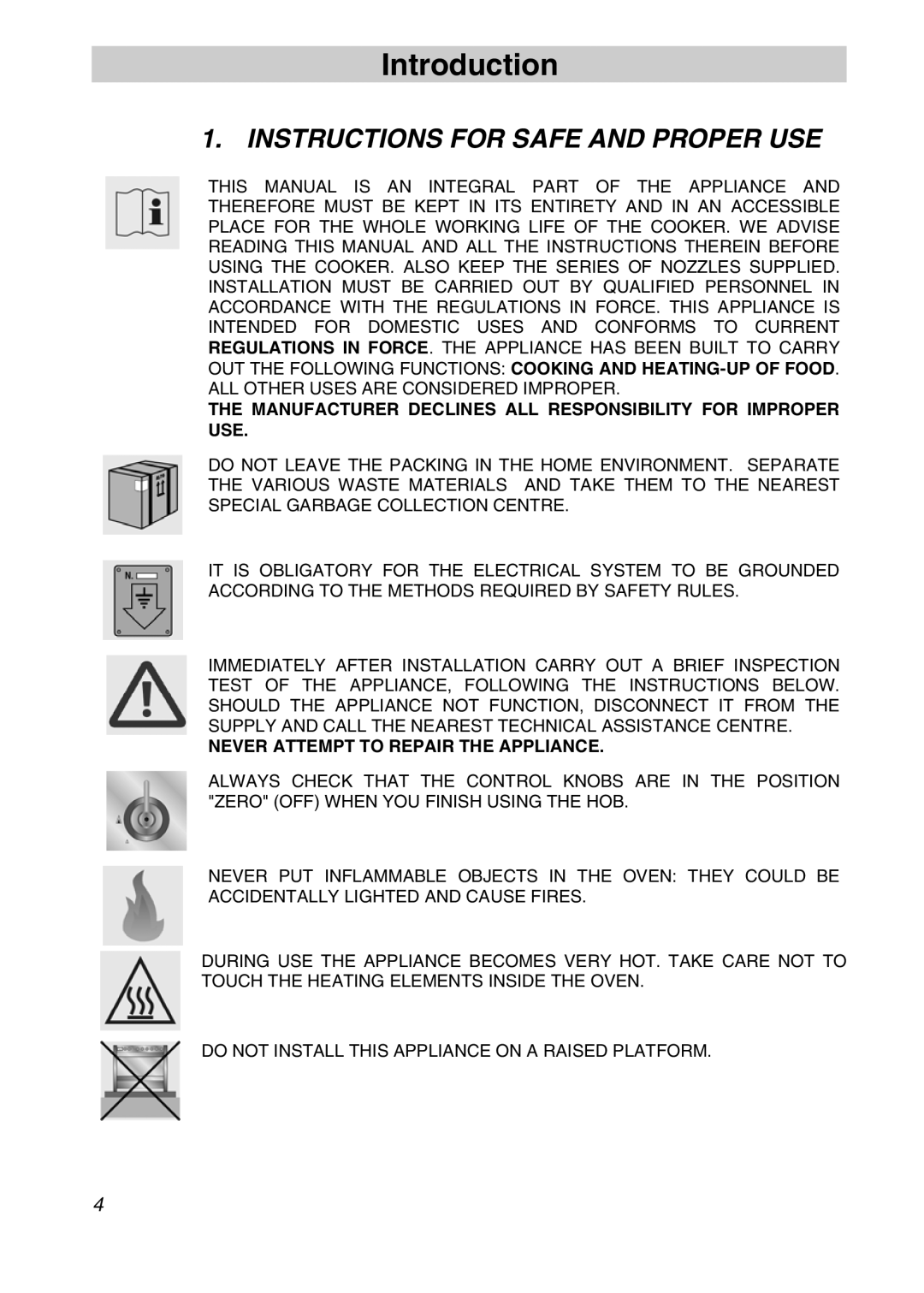 Smeg A11A-5 manual Introduction, Instructions for Safe and Proper USE 