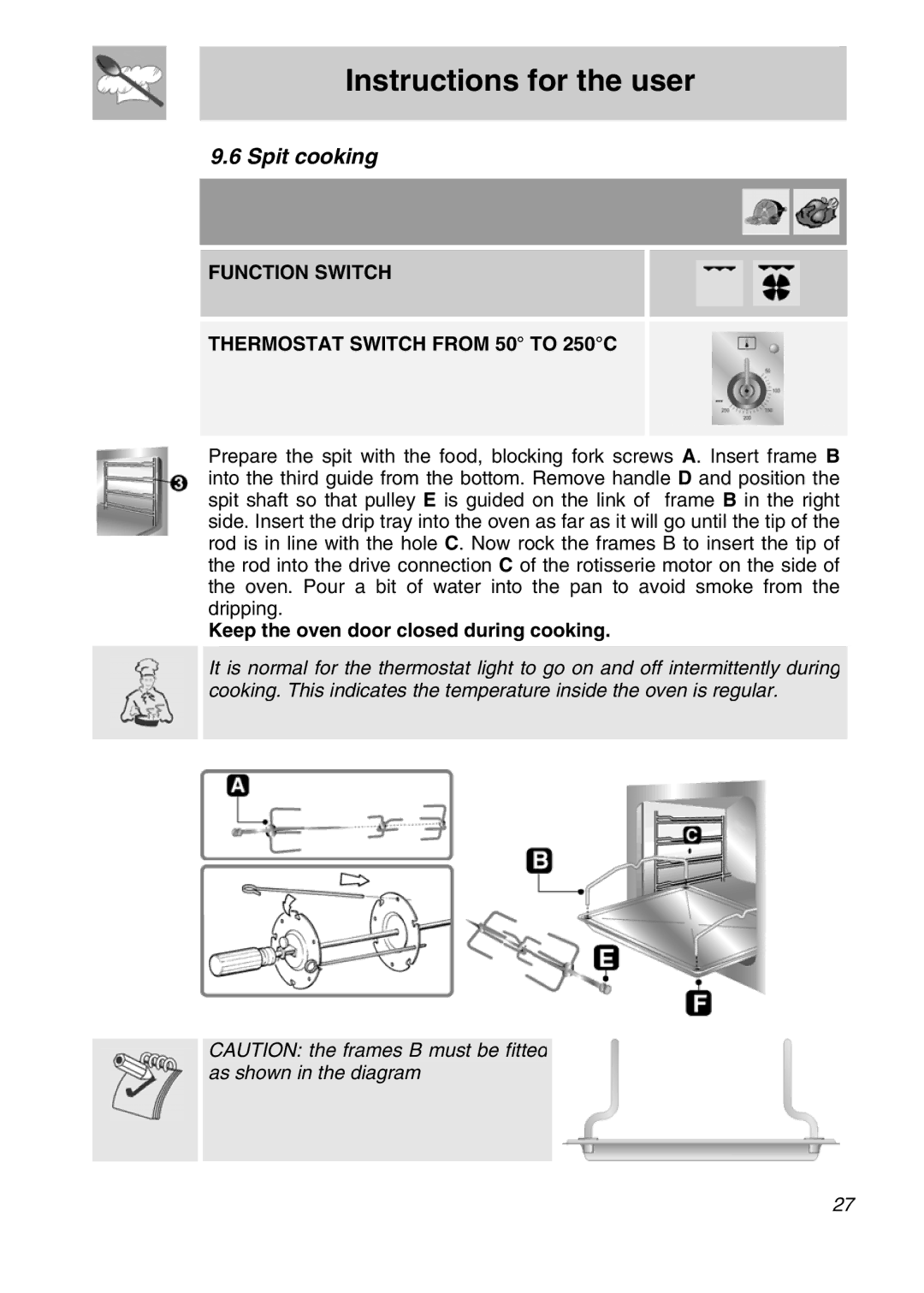 Smeg A11A-5 manual Spit cooking 