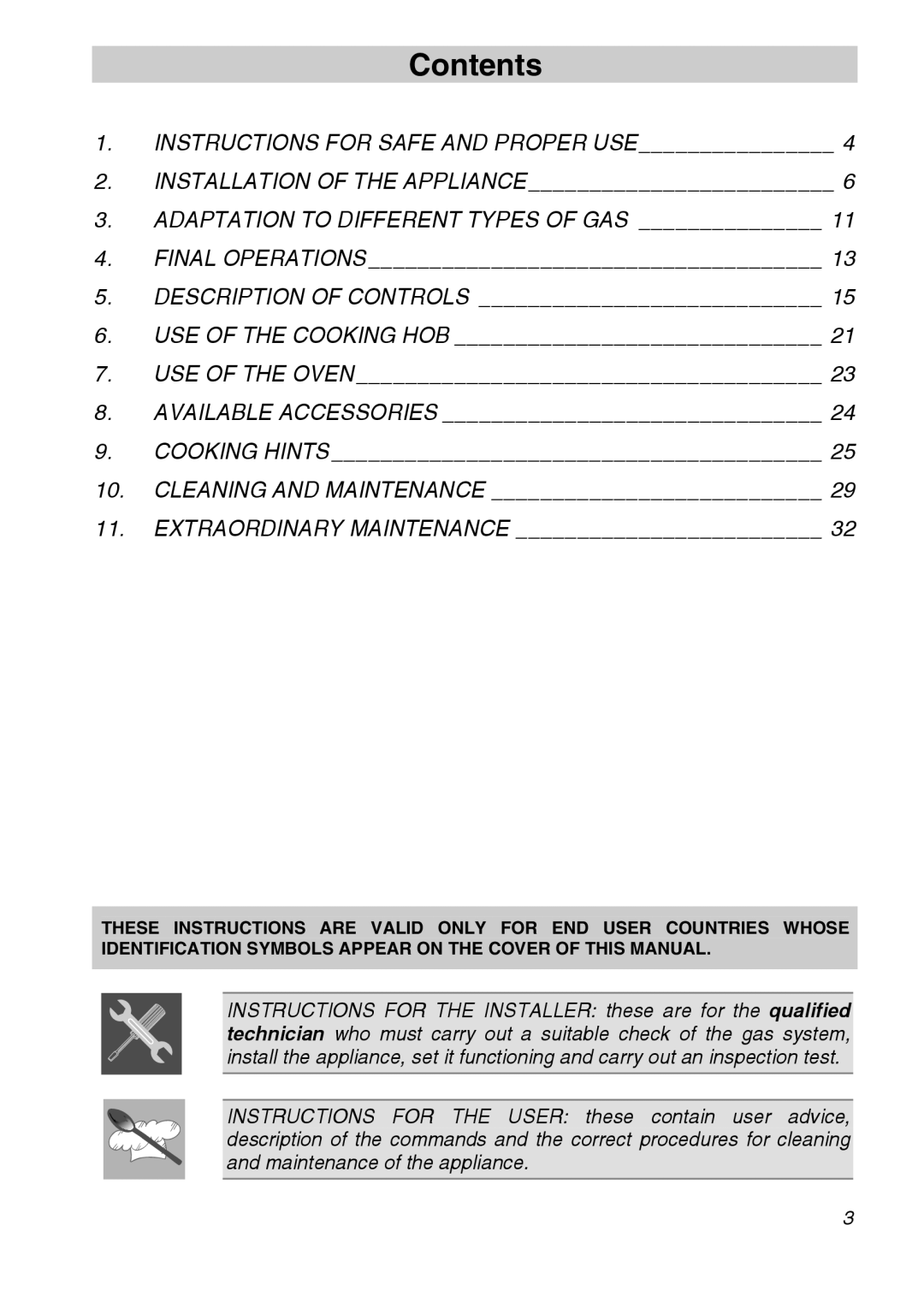 Smeg A11A-6 manual Contents 