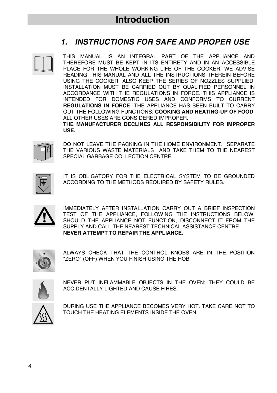 Smeg A11A-6 manual Introduction, Instructions For Safe And Proper Use, Never Attempt To Repair The Appliance 