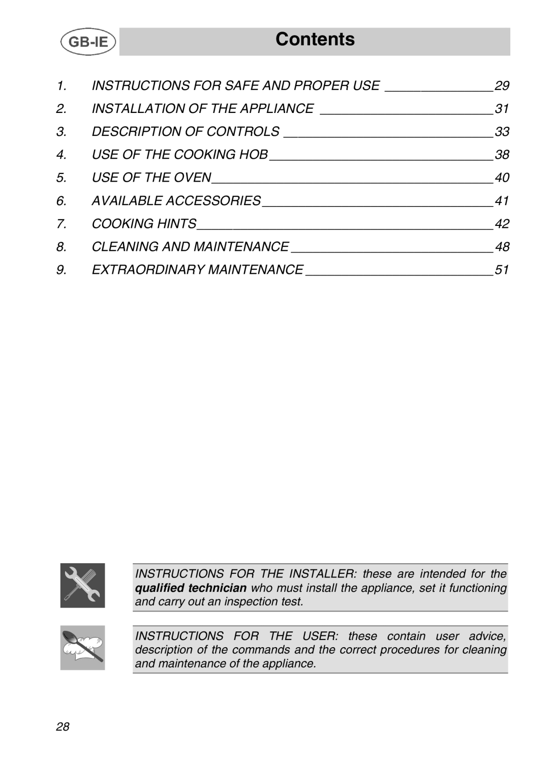 Smeg A1C manual Contents 