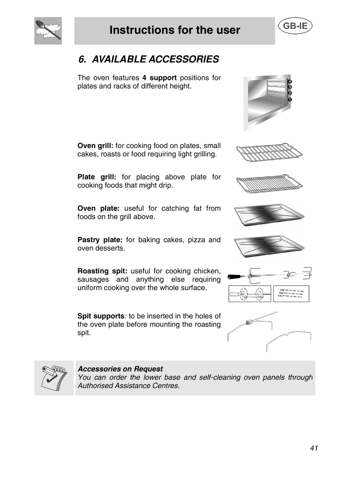 Smeg A1C manual Available Accessories, Accessories on Request 