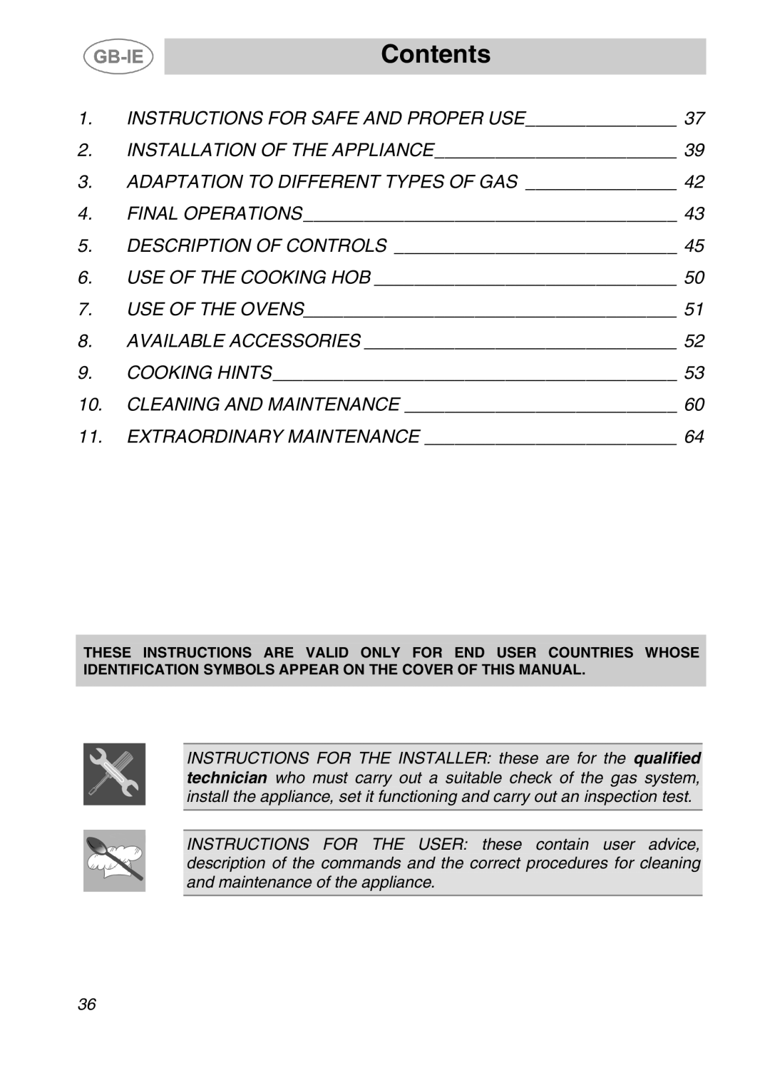 Smeg A2-2, A2-5 manual Contents 